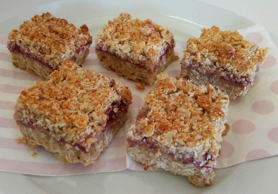 Raspberry coconut slice