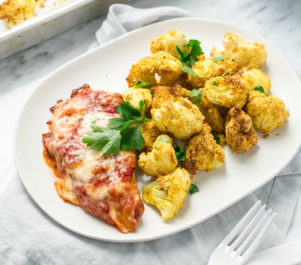 Naked Chicken Parma with Popcorn Cauliflower