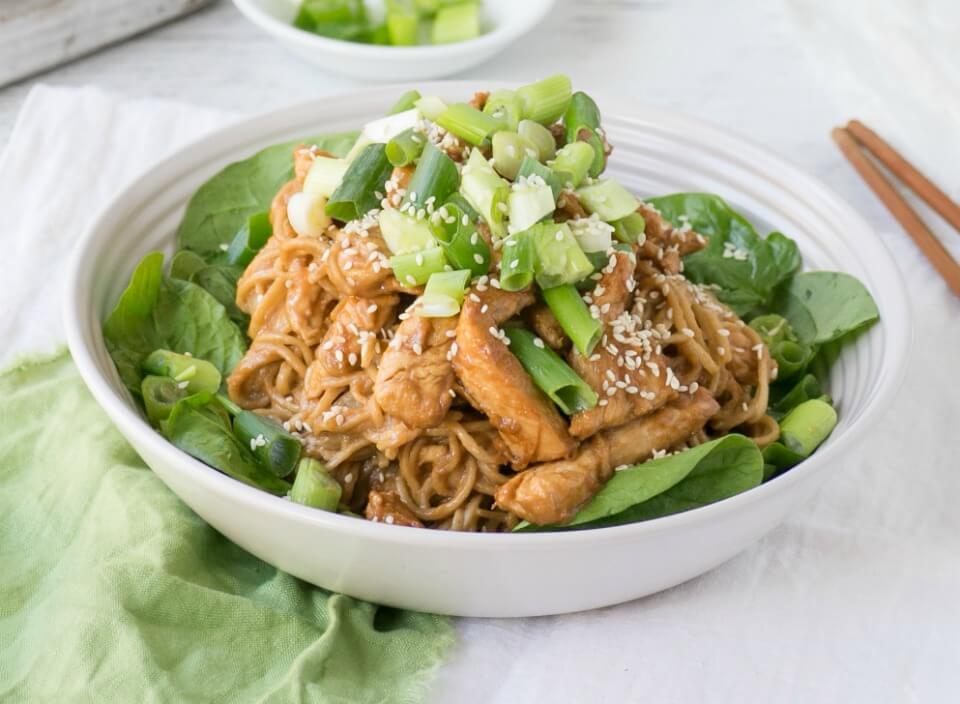 Chicken and peanut sesame noodles