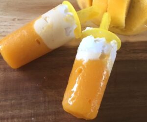 Two Ingredient Mango Ripple Ice Lollies