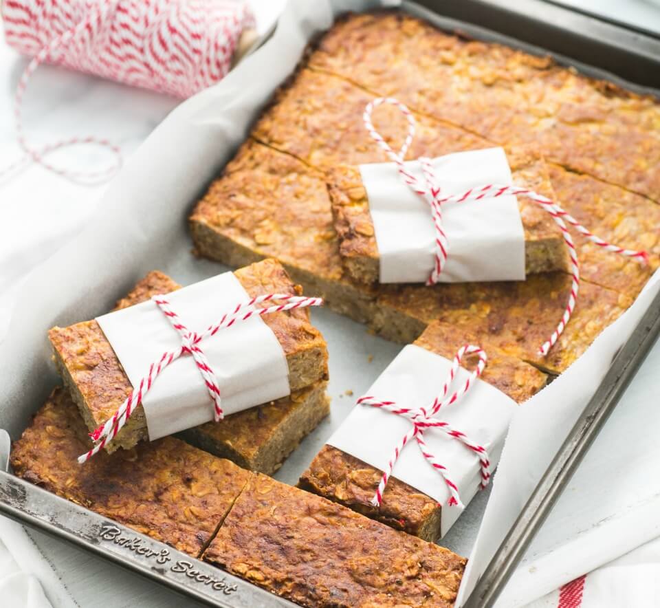 Three ingredient peanut butter and banana bars