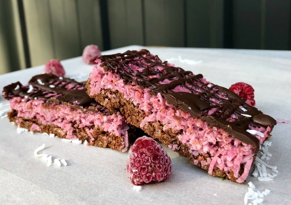 Raw Raspberry Coconut Slice