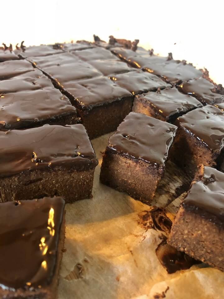 Sugar free sweet potato brownies with chocolate icing