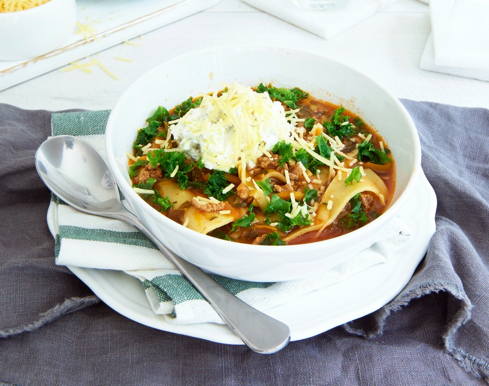 Slow cooked lasagne soup