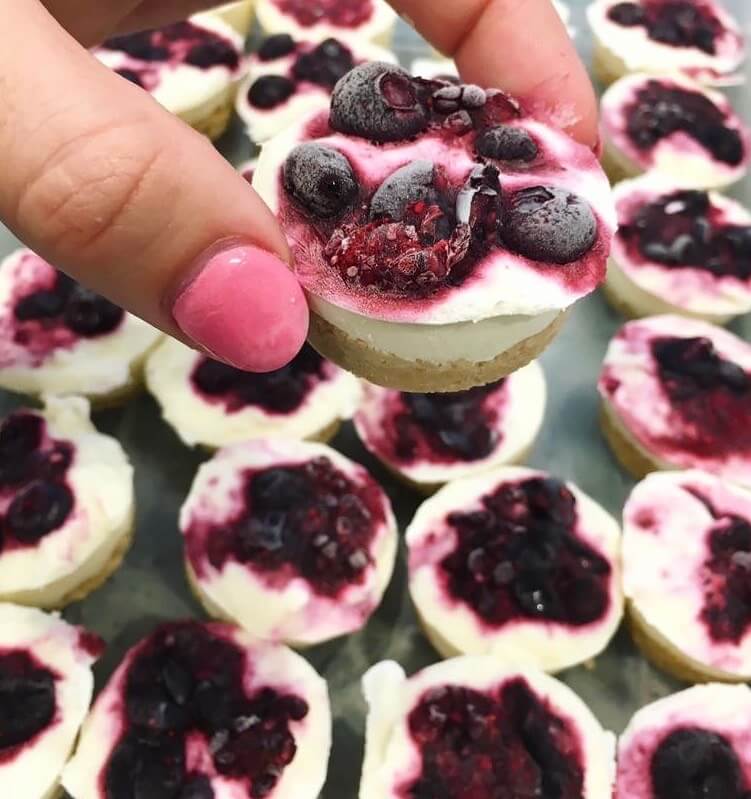 Yogurt berry mini cheesecakes