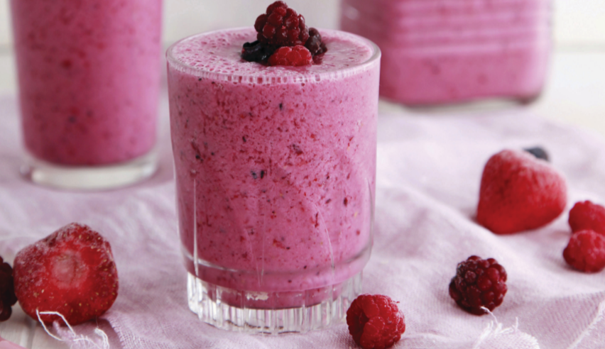 Strawberry Smoothie and berries on top