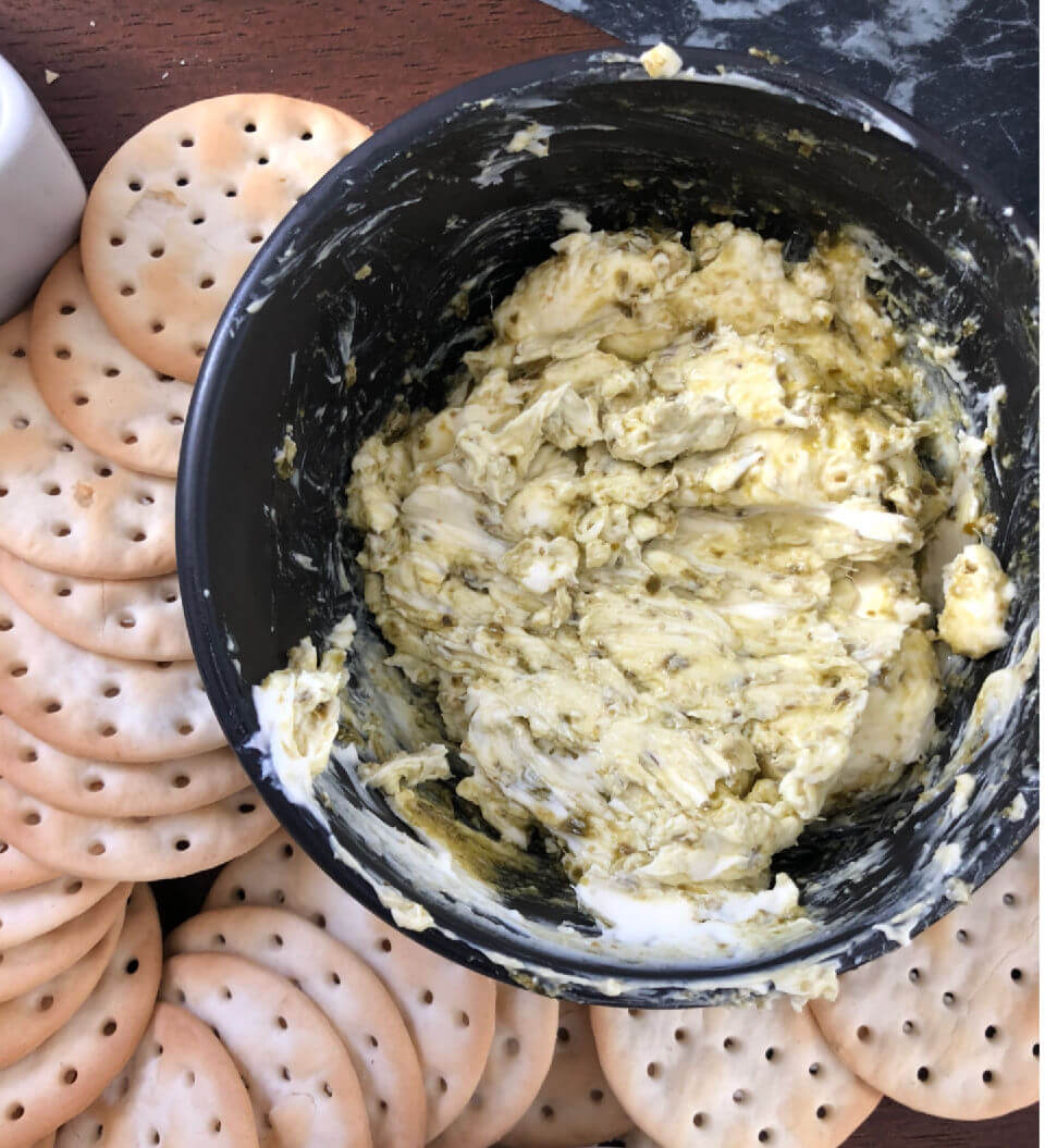 creamy pesto two ingredient dip