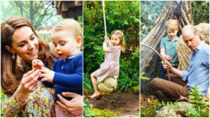 CUTE SNAPS: Prince George, Princess Charlotte and Prince Louis in their mum's garden