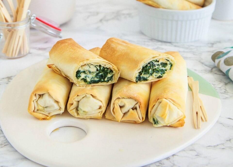 Spinach-Ricotta-Filo-Rolls