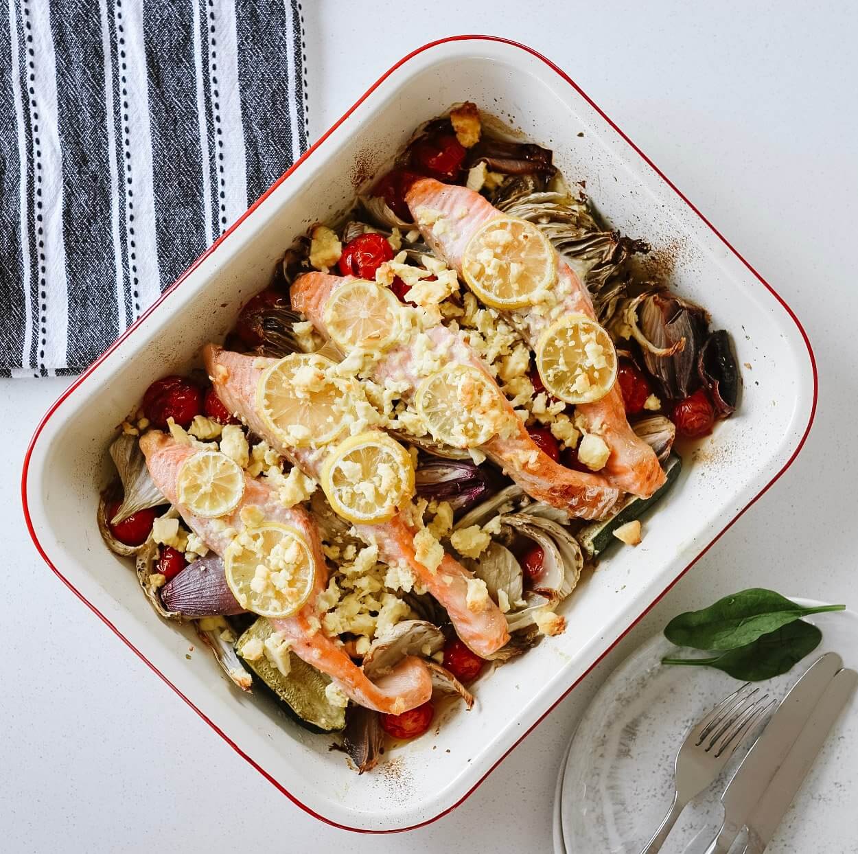 Super Easy Salmon Tray Bake The Healthy Mummy UK